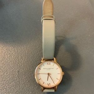 Olivia Burton Rose Gold and Leather Gray Watch